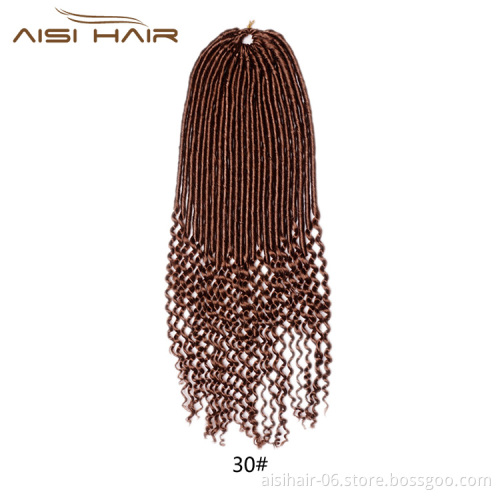 Aisi Hair Goddess Faux Locs Crochet Braids Hair Extensions Synthetic Curly End Faux Locks Braids Hairpieces for Black Women